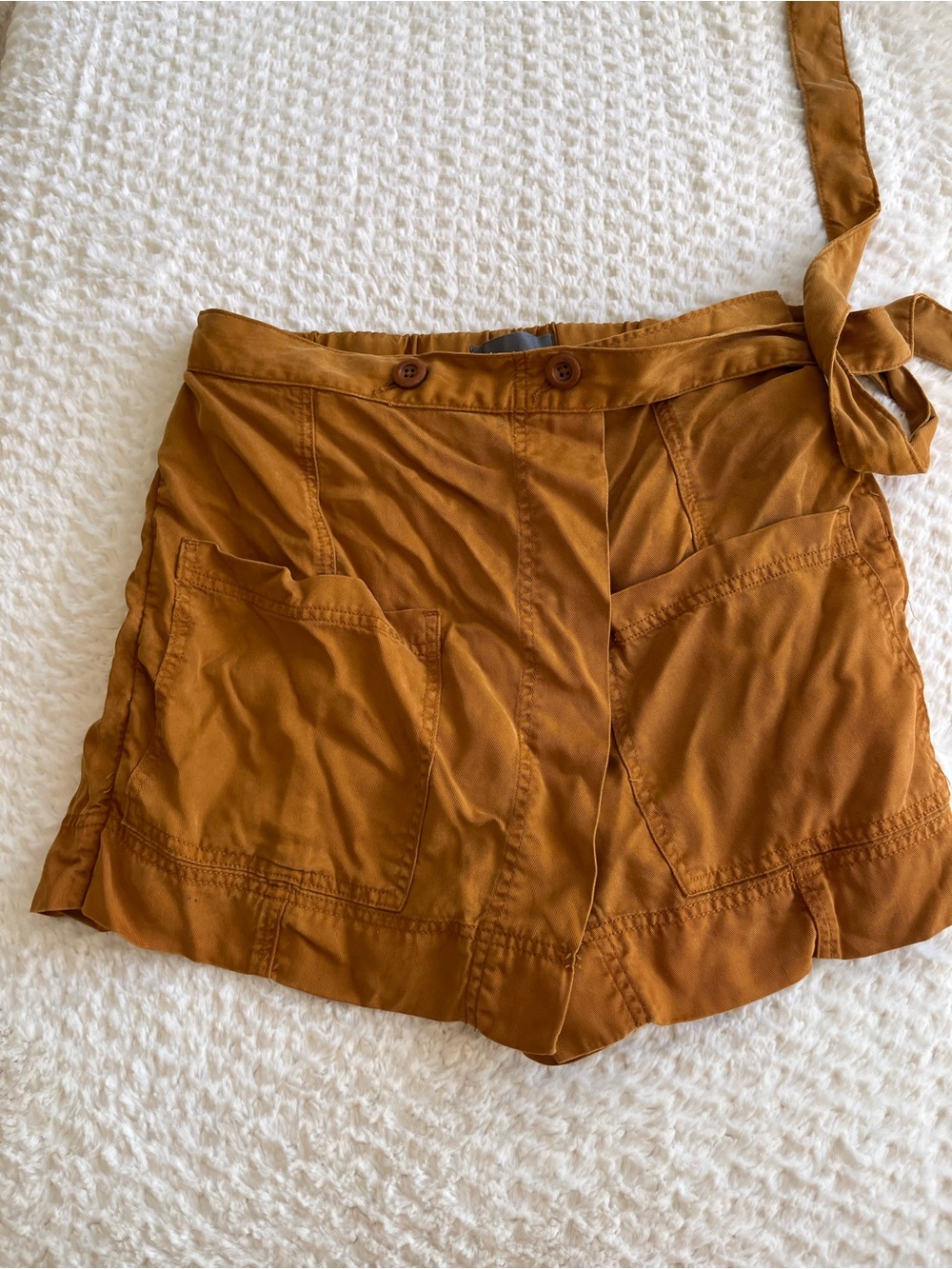 Anthropologie Rust-Toned High-Waist Tie-Front Shorts